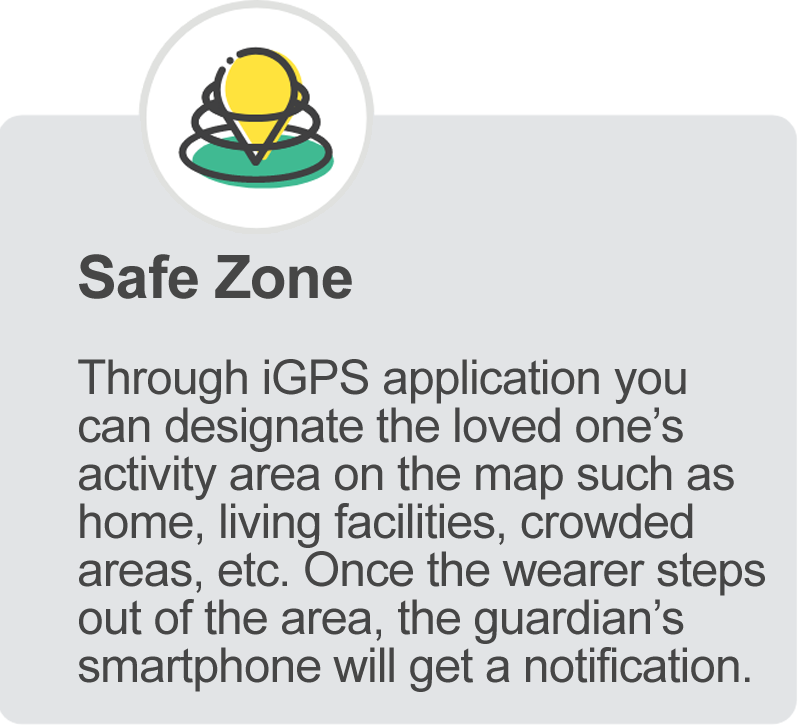 Safe Zone feature for iGPS 4G Phoenix Watch for Seniors and Assisted Living